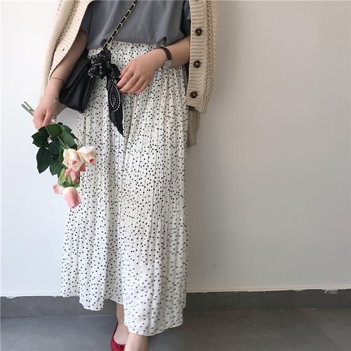 Polka Dot White Maxi Skirt