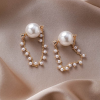 Korean Simulated Pearl Chain Earrings - Image 2