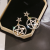 Korean Pentagram Pearl Earrings - Image 2