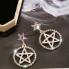 Korean Pentagram Pearl Earrings - Image 3