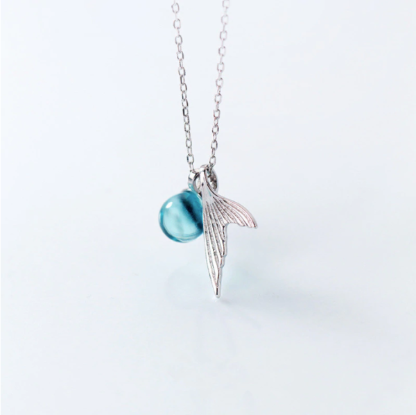 Blue Crystal Mermaid Pendant Necklace - Image 4
